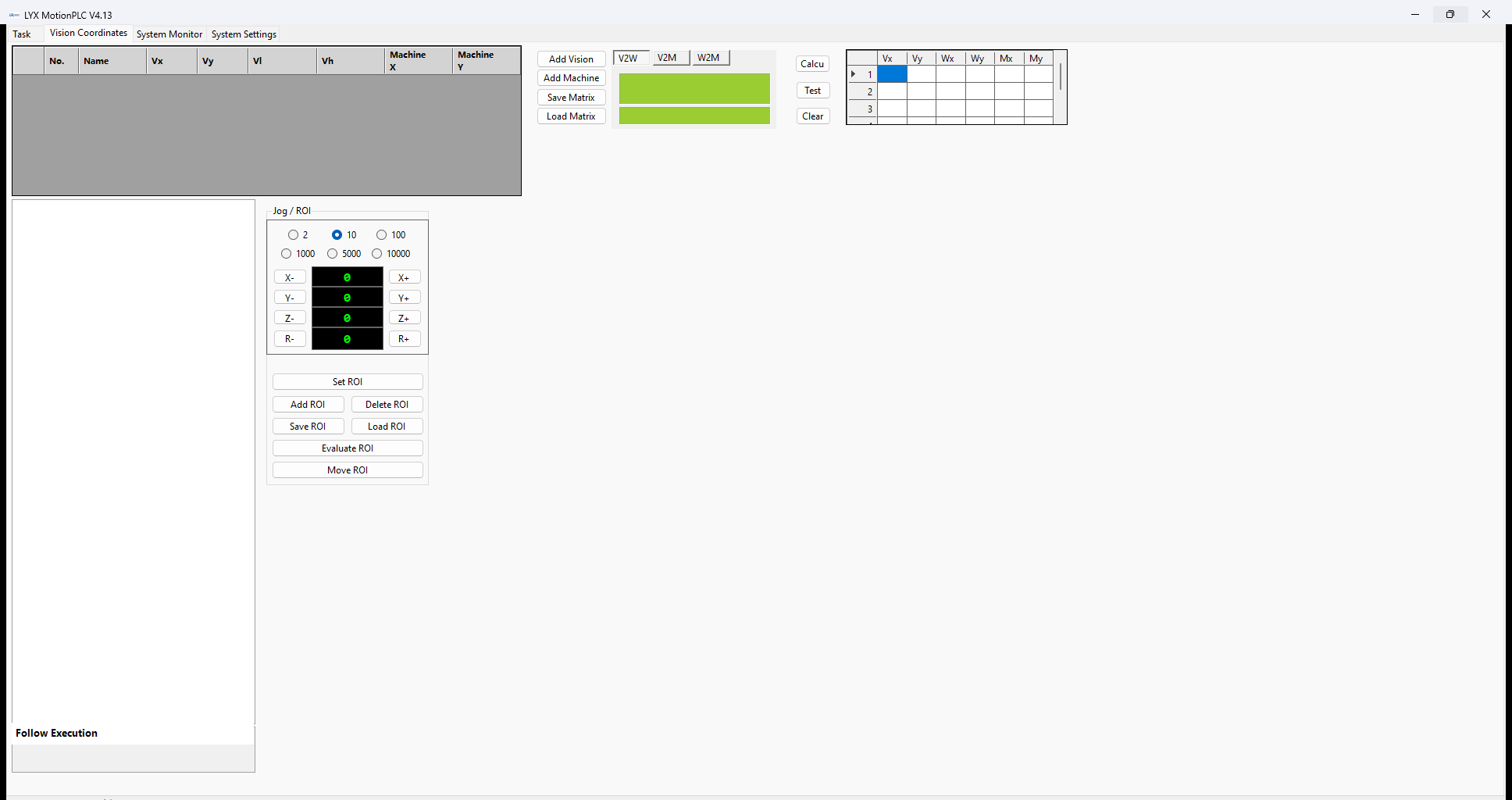 LYX MotionPLC Vision Coordinates Tab